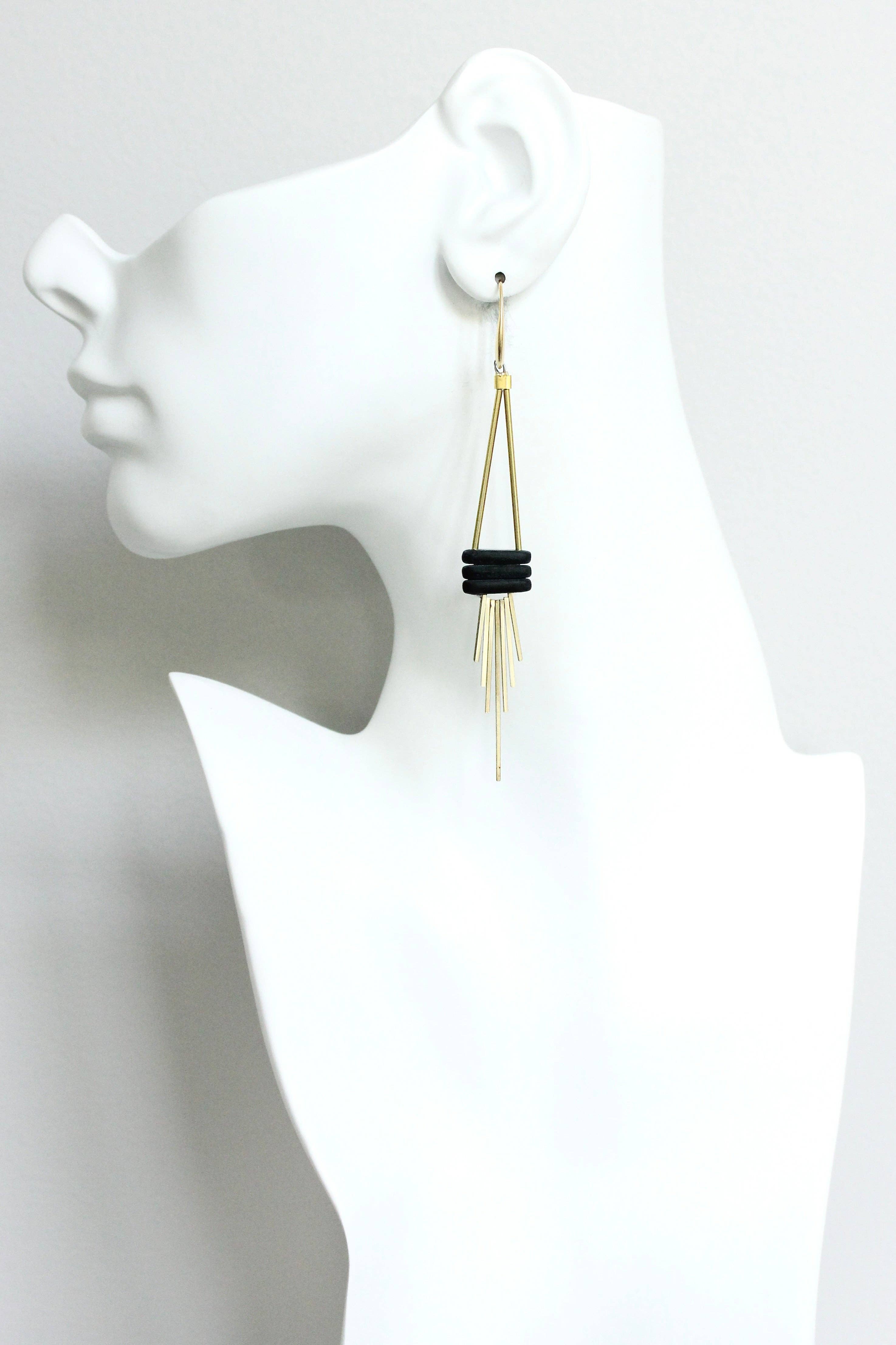 David Aubrey Jewelry - Wholesale Dangle Earrings - JLTE73 matte black glass geometric earrings1