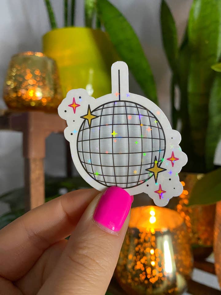 Disco ball sticker (holographic) for wholesale by Party Like A King