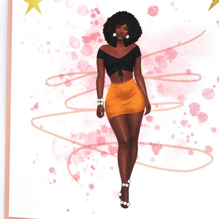 Simply Created - Vente Cartes d'anniversaire - Carte d'anniversaire afro-américaine, carte de vœux faite à la main pour femme noire, femme noire, nom personnalisé pour elle, vierge, cadeau pour une amie, bling4