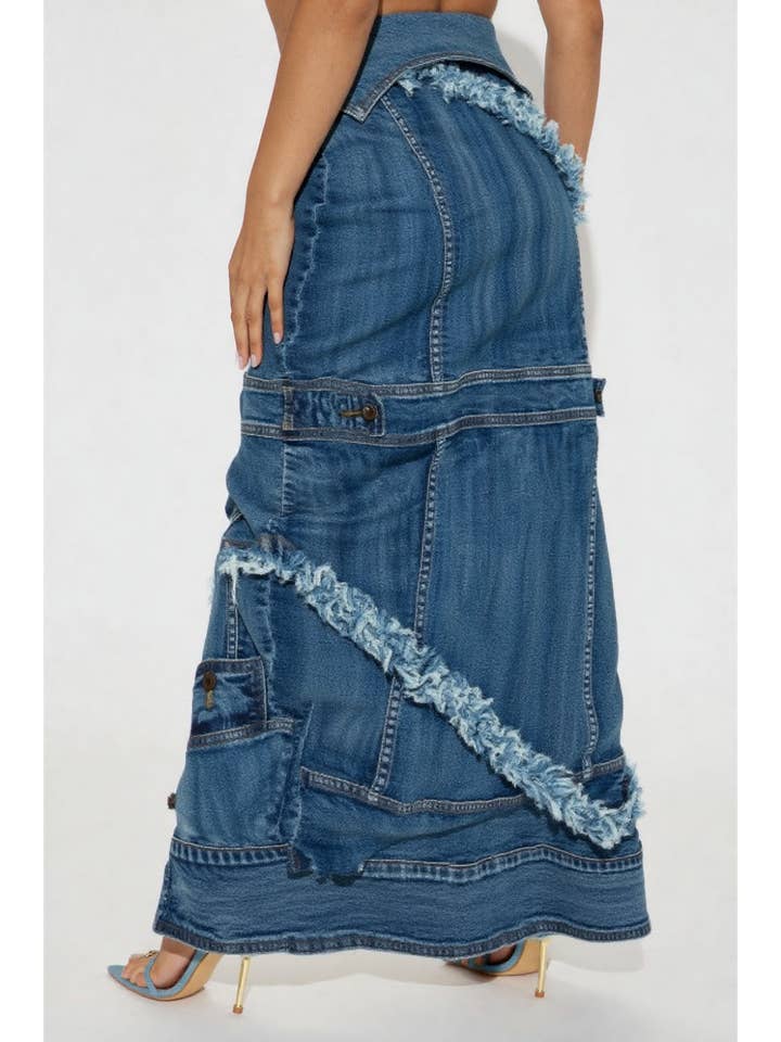 5besties inc - Wholesale Skirt - Women's - DESTROYED JACKET INSPIRED DENIM SKIRTS5