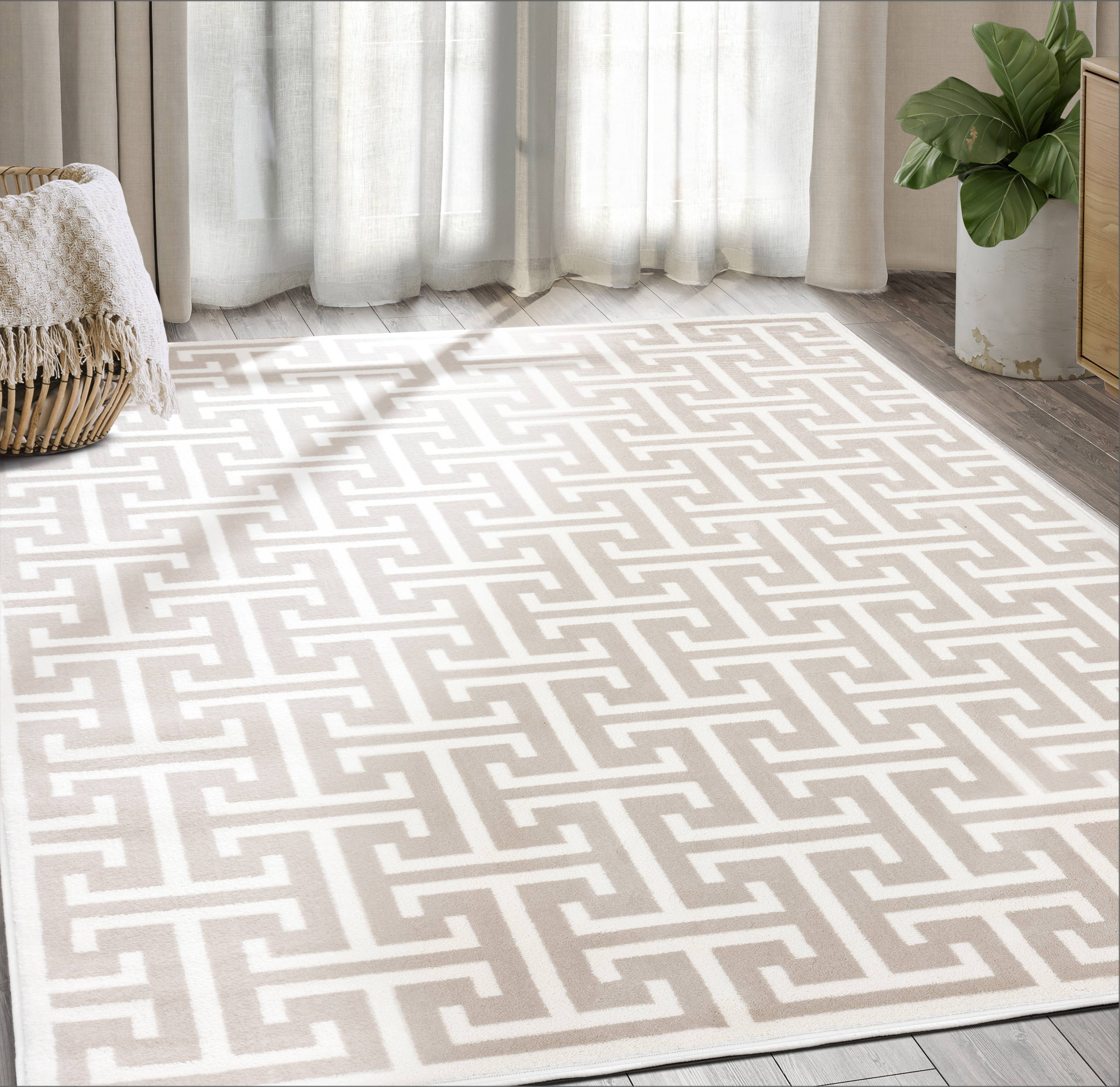 Abani Rugs – wholesale Area rug – Abani Arto - Geometric Maze Beige Cream Area Rug1