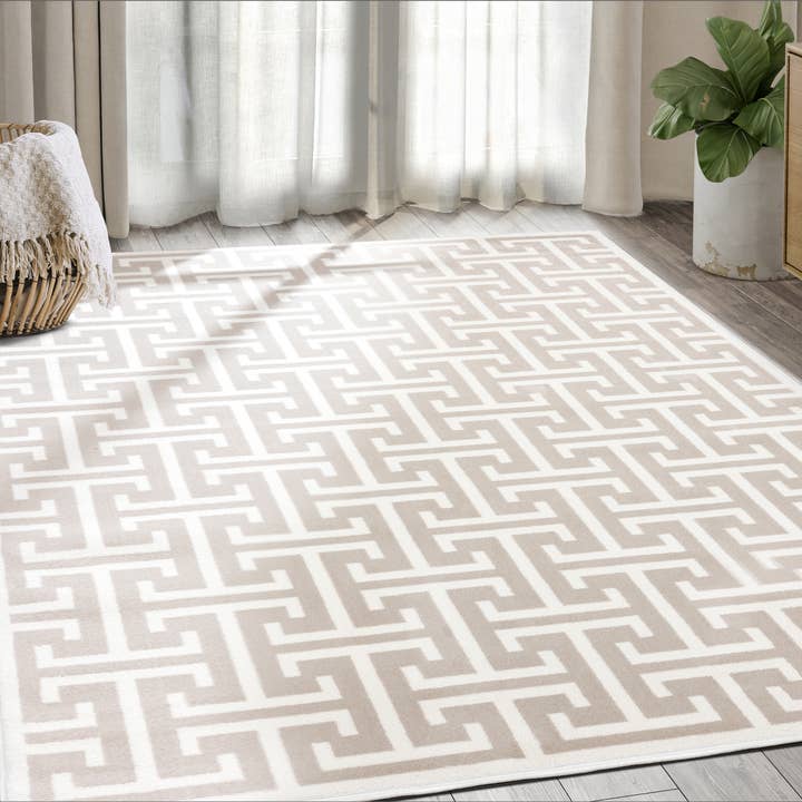 Abani Rugs – wholesale Area rug – Abani Arto - Geometric Maze Beige Cream Area Rug1