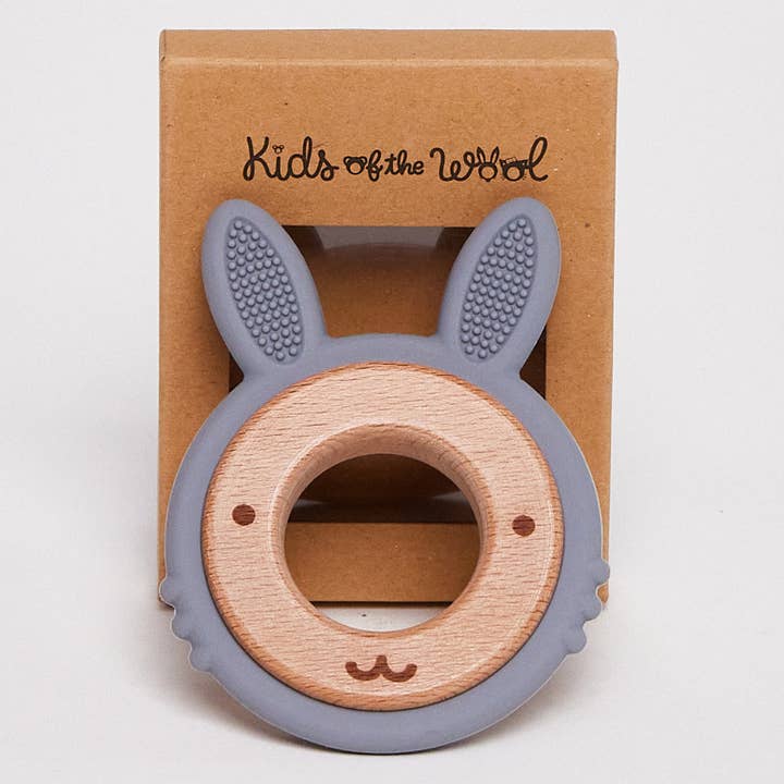 Gråt kanin-tring til tandpleje for engroshandel hos Kids of the wool