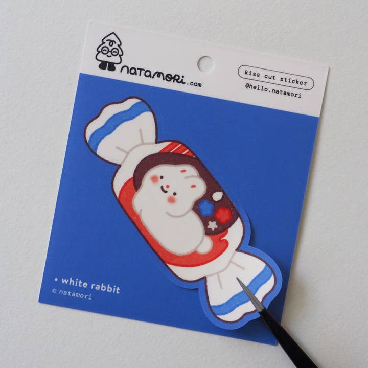 natamori – wholesale Sticker – White Rabbit • Single Kiss Cut Vinyl Sticker1