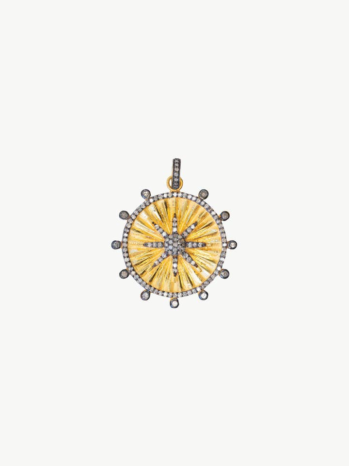 Fluted Sun Disc Pendant for wholesale by Harvest Jewels