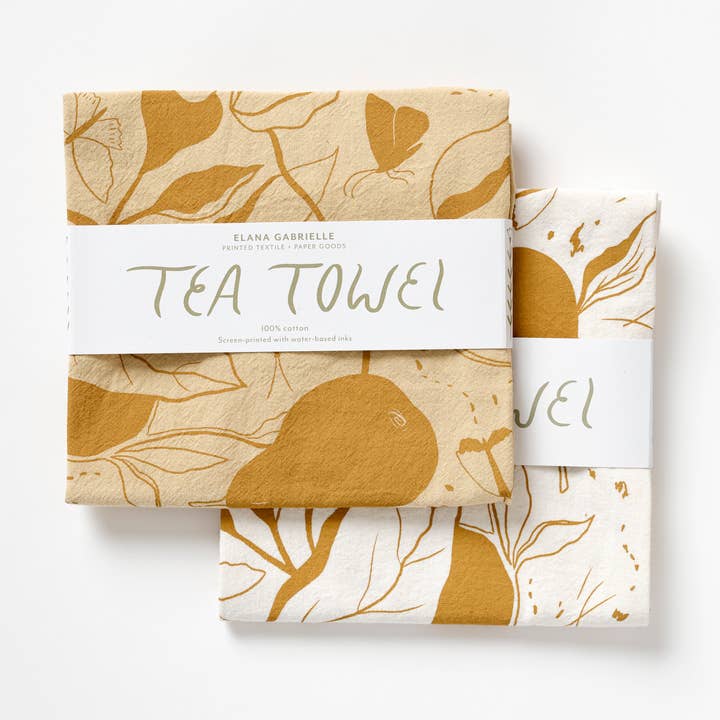 Pears Cotton Tea Towel - Spring Fruit Kitchen Decor for wholesale by Elana Gabrielle