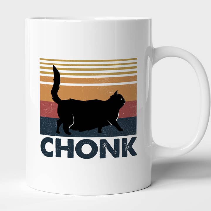 Chonk Cat Mug, Retro Vintage Cat Mug, Funny Cat Mug for wholesale by AJCanvasPrints