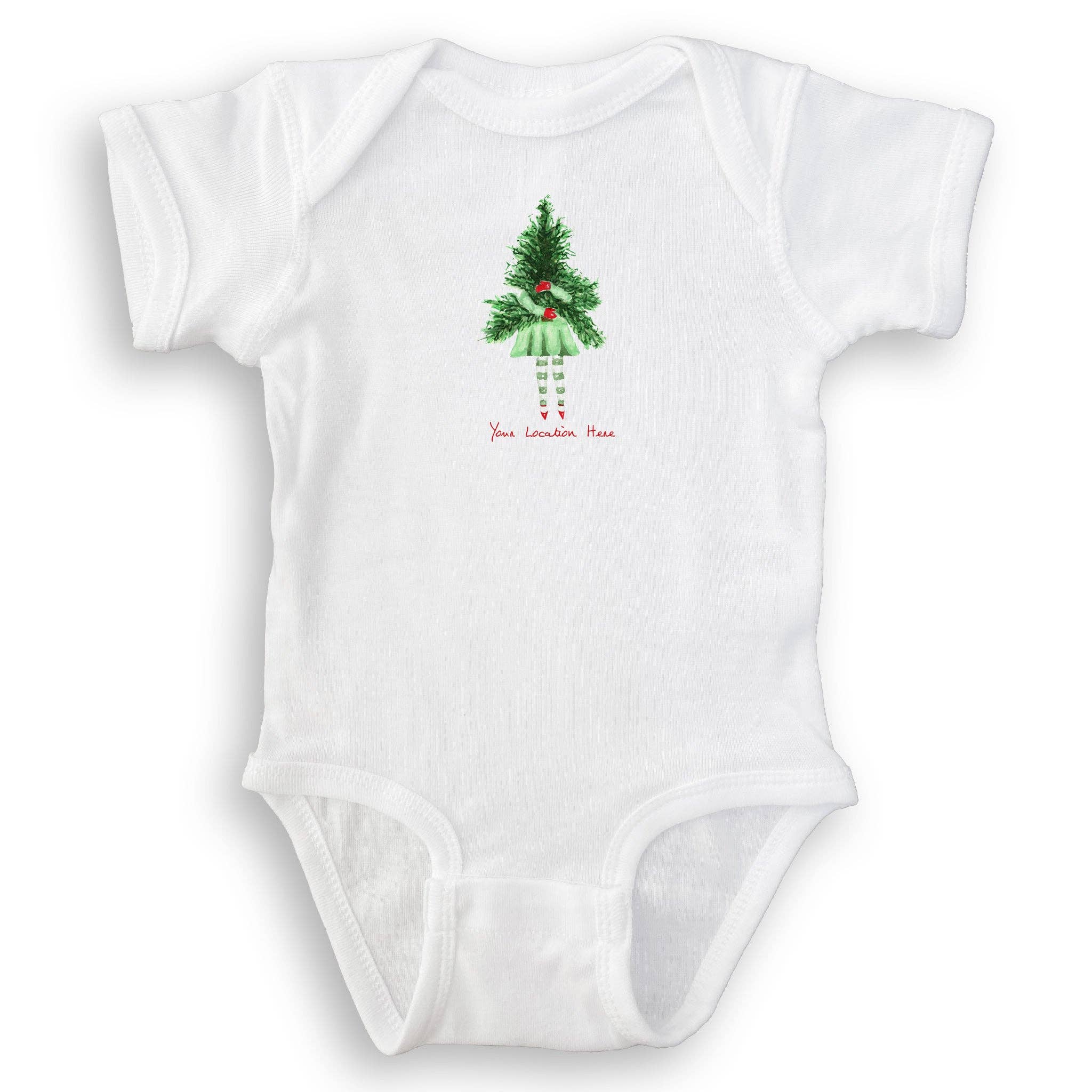 French Graffiti – wholesale Tea towel – Lady with Christmas Tree and Location14