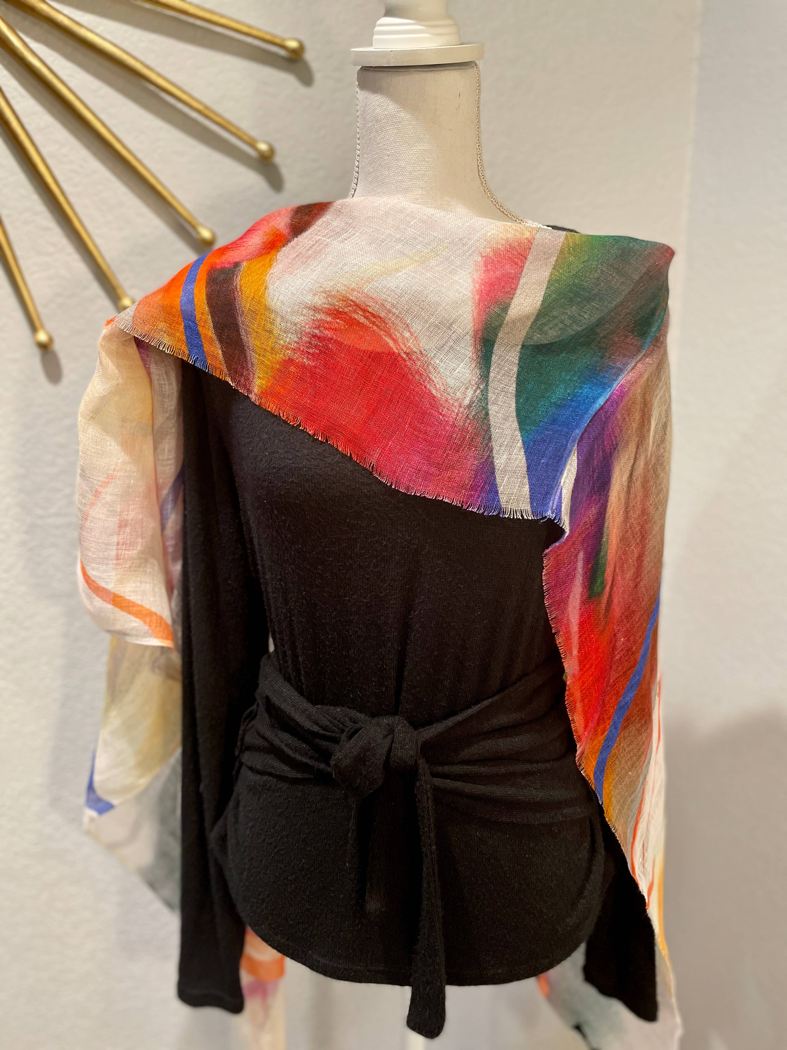 In Style Scarves - Wholesale Poncho - Women's - 732/C Linen Poncho/Cape in Abstract Watercolor Patterns9