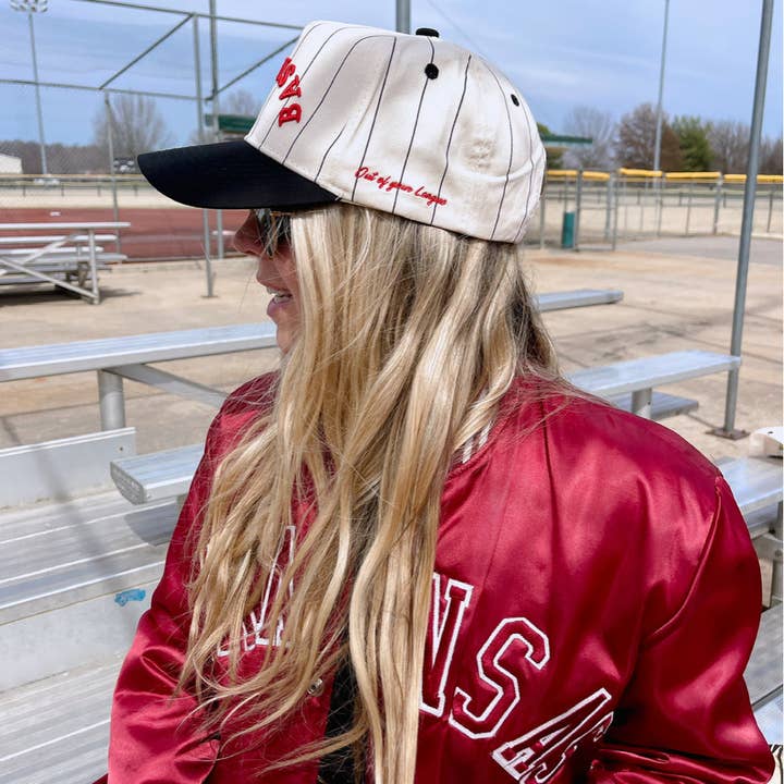 KENZKUSTOMZ - Wholesale Trucker Hat - Women's - BASEBALL - Red on Black Stripe Vintage Hat