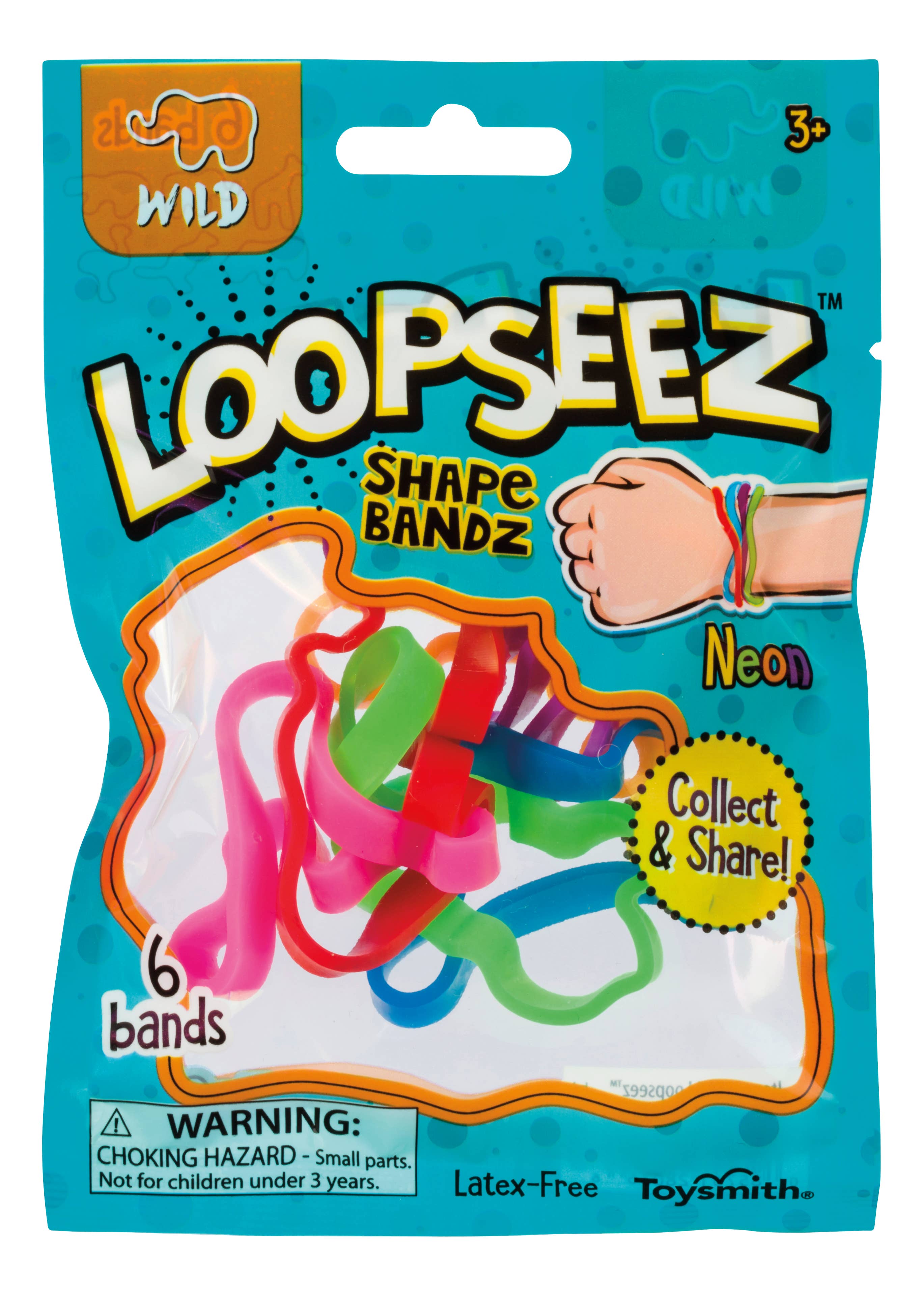 Toysmith - Wholesale Classic Toy - Kids - Loopseez Bands Asst 1, Wild Life, Sea Life & Glitter Shapes1