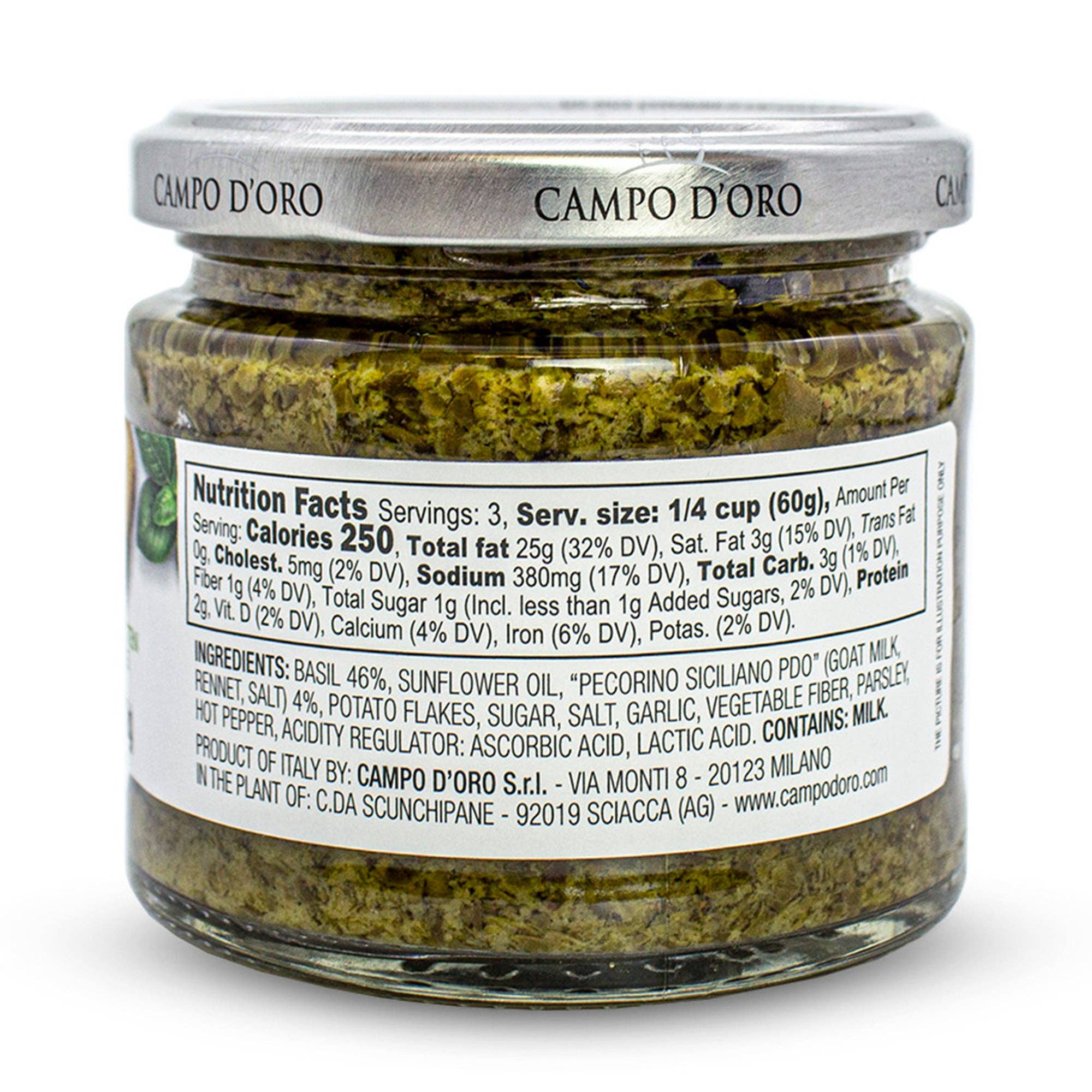 Wholesale Italian Food - Wholesale Pesto - Campo D'Oro, Basil Pesto with Pecorino, 6.35 oz1