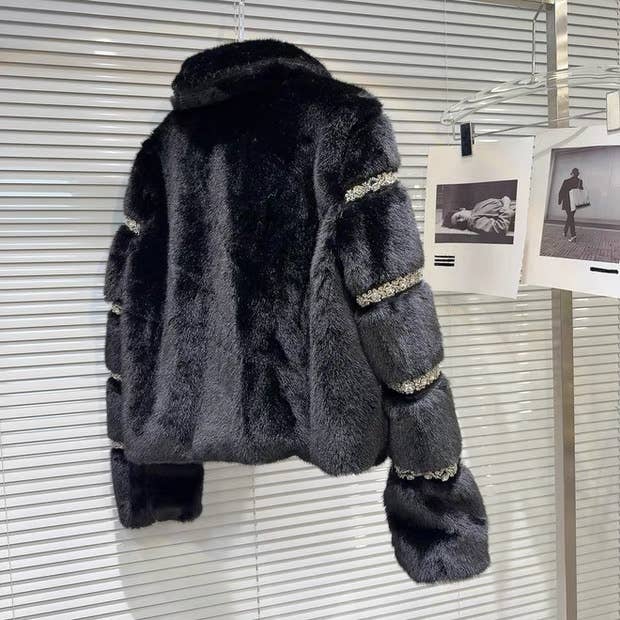 Productseeker - Wholesale Fur/Faux Fur Coat - Women's - CT128 2025 Handcrafted Beaded Sequin Faux Fur Winter Coat1