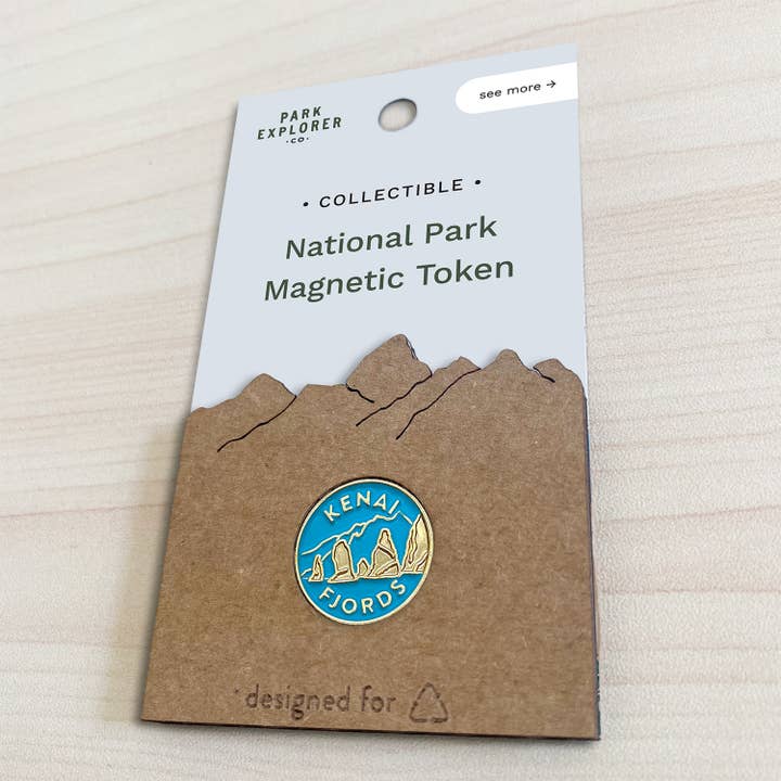 Kenai Fjords National Park Enamel Magnet for wholesale by Park Explorer Co.