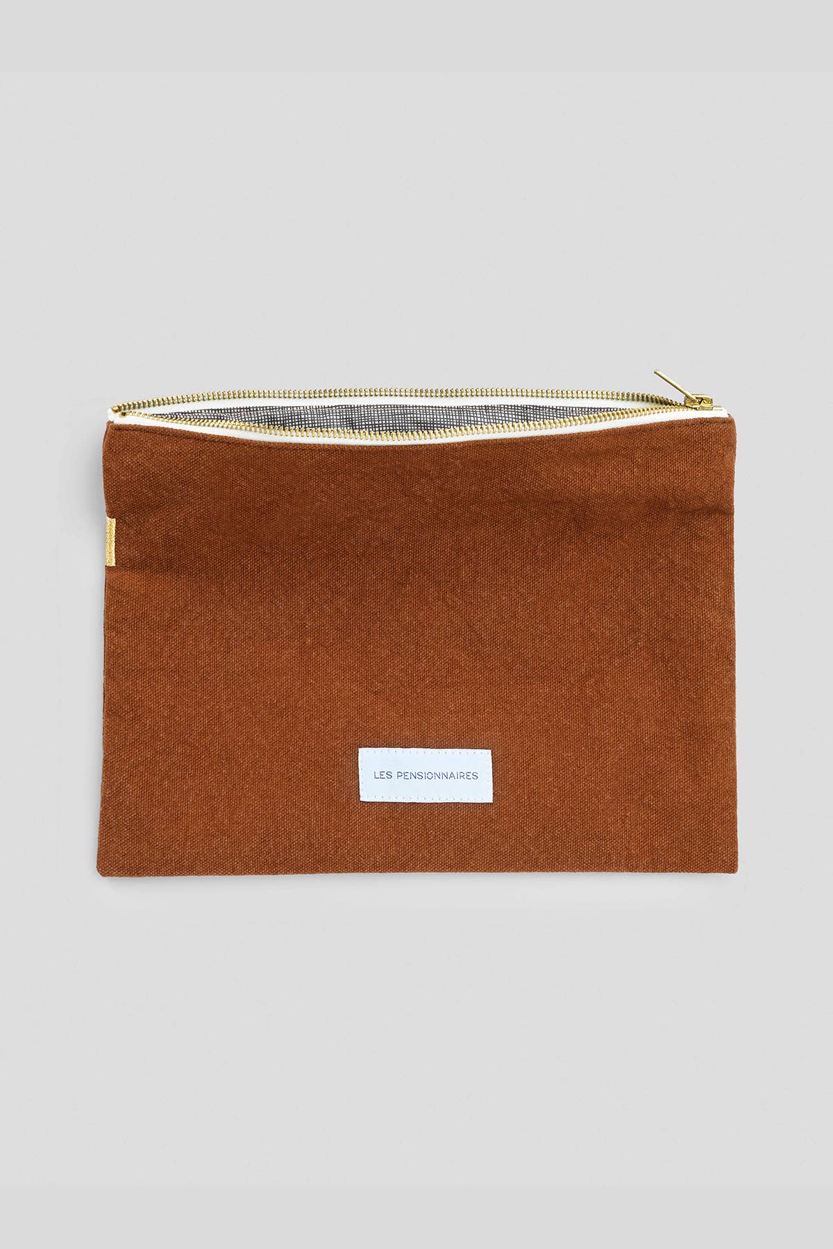 Les Pensionnaires – wholesale Pouch – Women’s – Large Pouch in Caramel Brown Organic Cotton Canvas