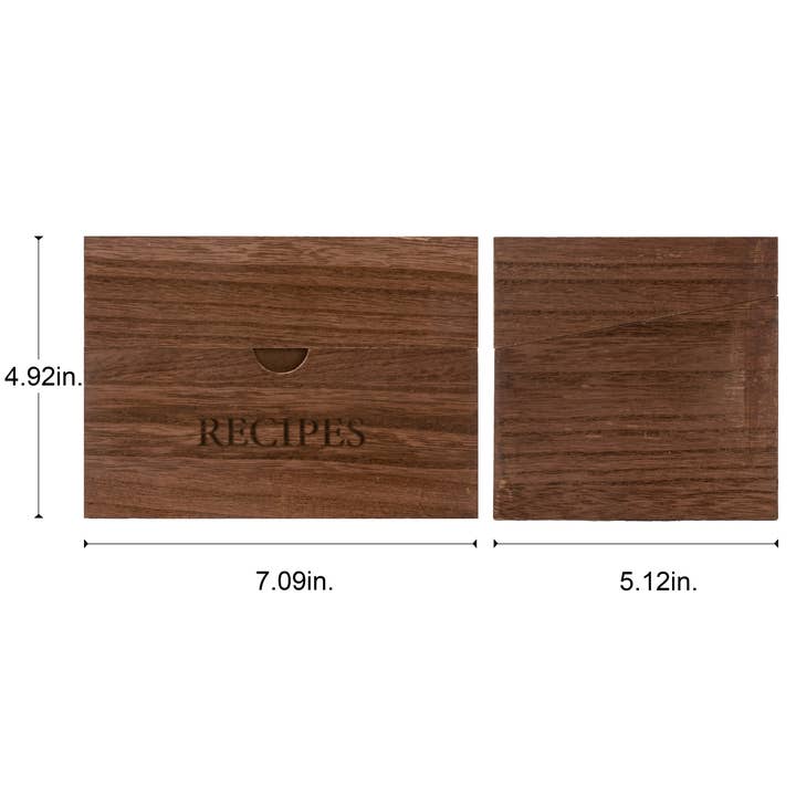 DesignStyles Home - Wholesale Recipe Box - Willow & Riley “Recipe” Wooden Recipe Holder Box for Cards