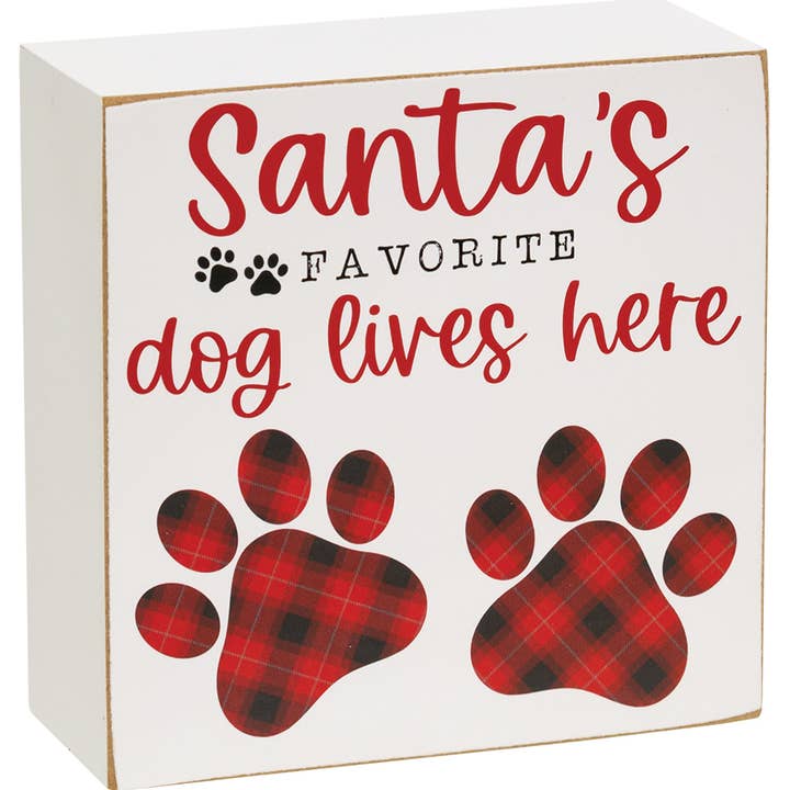 The Hearthside Collection - Wholesale Sign - Santa's Favorite Dog Box Sign, 2 Assorted3