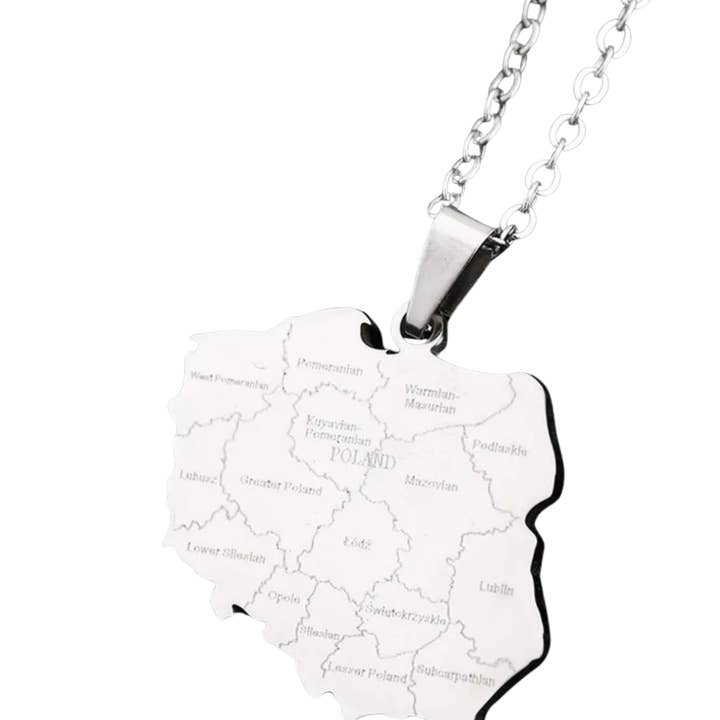 Stainless Steel Plated Map of Poland Necklace for wholesale by Pierogi Gifts