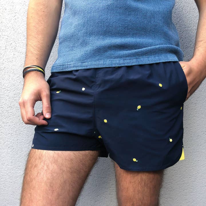 Pyque – wholesale Badshorts - Herr – ”Citroner” över hela broderade badbyxor