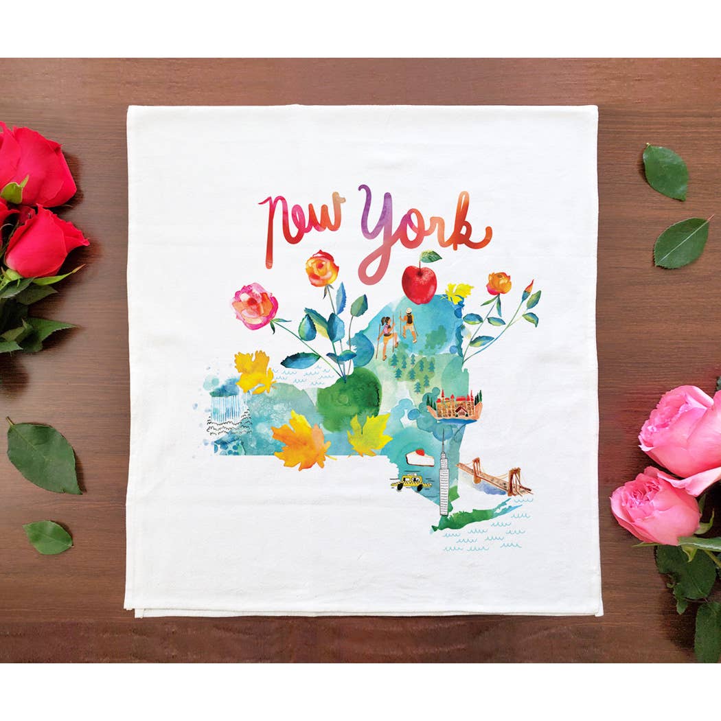 Allport Editions - Vente Torchons - Série de serviettes avec cartes à l'aquarelle - découvrez les 28 États !12