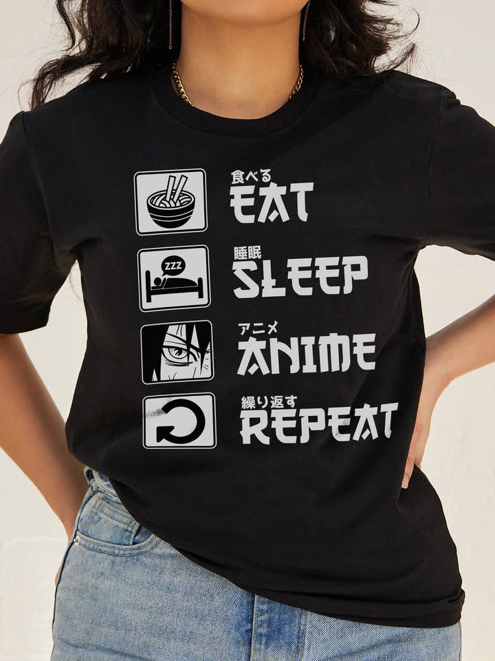 Eat Sleep Anime Repeat T-shirt voor wholesale door Threadheads