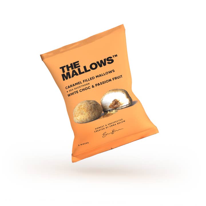 The Mallows – wholesale Chocolate-covered sweets – CARAMEL FILLED MALLOWS+WHITE CHOC, PASSION&SEABUCKTHORN 16G