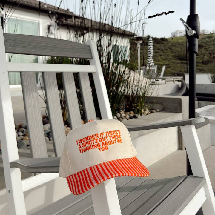 Ruby Moon - Wholesale Trucker Hat - Women's - Spritz Hat Orange Striped Bill Embroidered Hat3