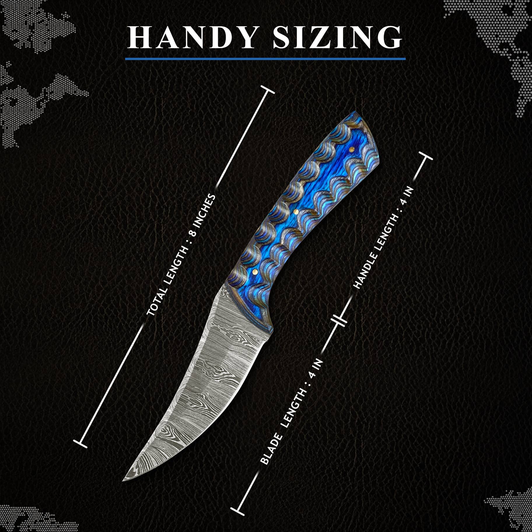FH KNIVES - Wholesale Pocket Knife/Holder - 8' Handmade damascus steel knife with leather sheath4