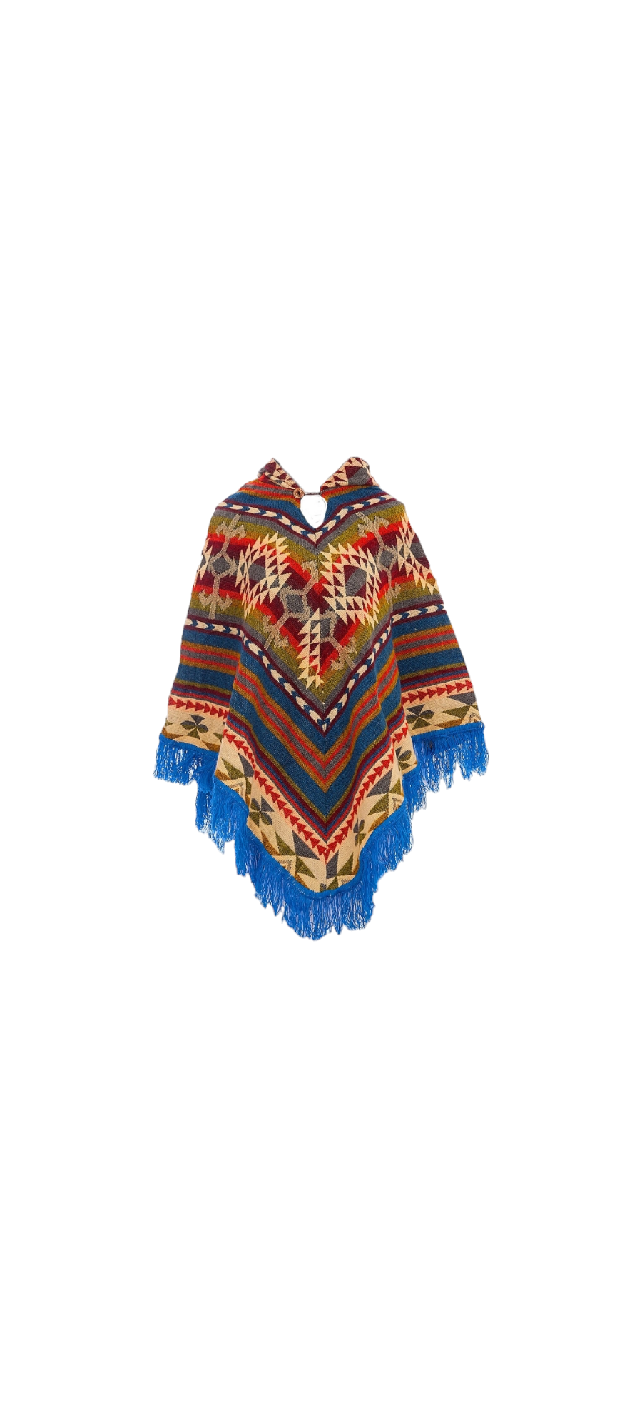 MODA LATINA – Engroshandel Poncho - Dame – Alpaca Poncho med indfødt mønster trekantet design1
