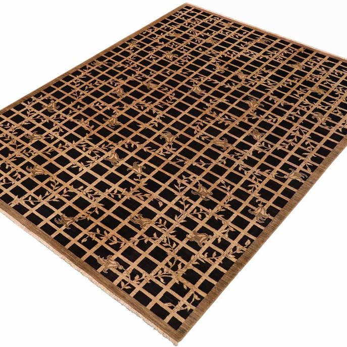 Alfombra de lana Shabby Chic Ziegler Liam negro/beige - 2,69 m x 3,61 m para venta al por mayor de Arshs Fine Rugs