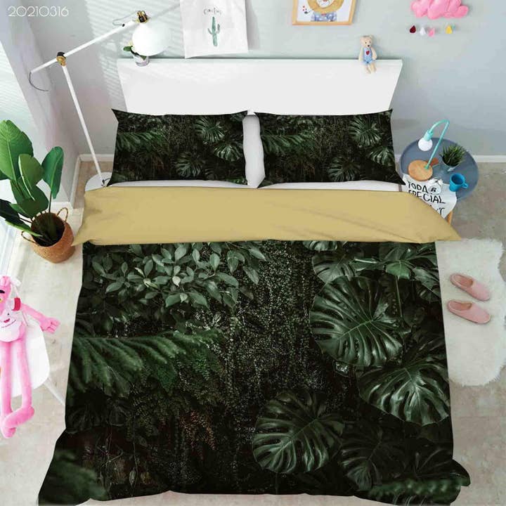 3D Tropisch Jungle Blad Dekbedovertrek Set Beddengoed Set Dekbedovertrek Kussenslopen 136 voor wholesale door Jess Art Decoration