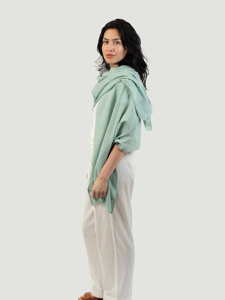 Insect-Repellent Camellia Scarf in Sea Glass for wholesale by Shoo for Good