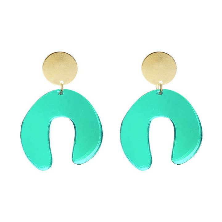 D Doodle Earrings In Green Acrylic (+ Colours) for wholesale by Shock of Grey