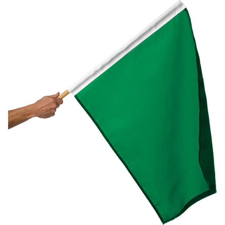 AGAS Green Start Racing Flag 30x30 inch - 36" Wood Pole for wholesale by AGAS MFG INC