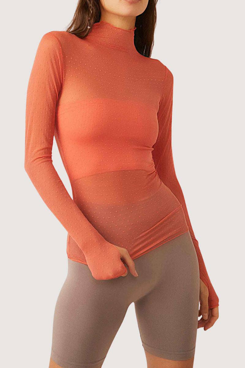 Mccolin - Wholesale Blouse – Women’s - Sheer Turtleneck Long Sleeve Blouse9