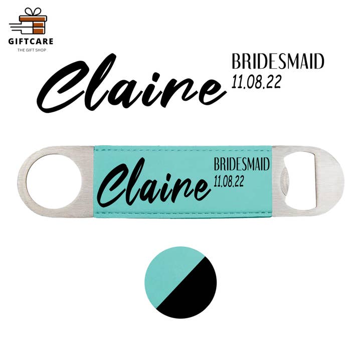 Abridor de botellas personalizado/llave de barra con monograma, regalo de fiesta para venta al por mayor de Laser Leatherette