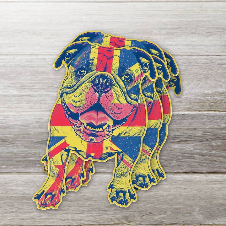 Autocollant Happy Union Jack Doggo pour la vente par Ozark Sticker Company