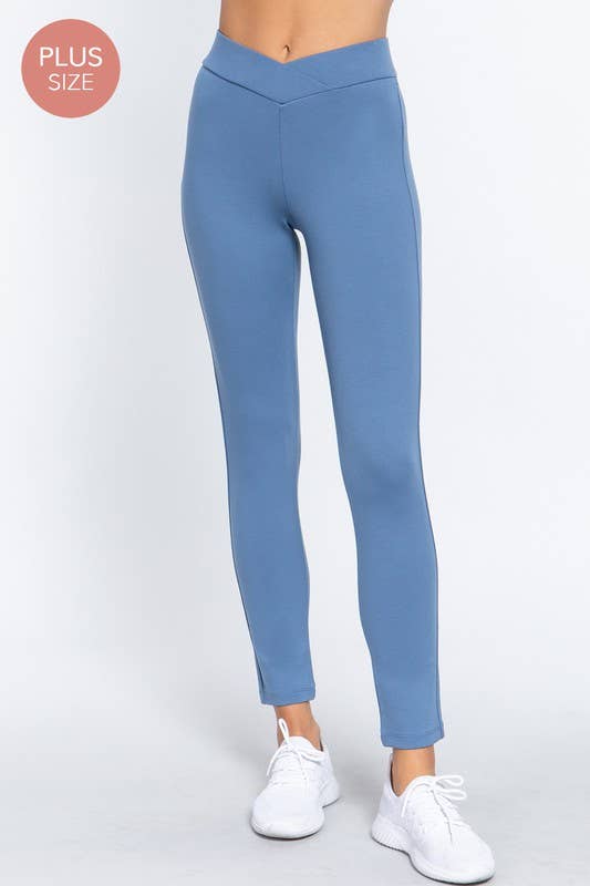 Vanilla Monkey - Wholesale Athletic Pants - Women's - Plus Size Seagull Shaped Waistband Mid Rise Pants4