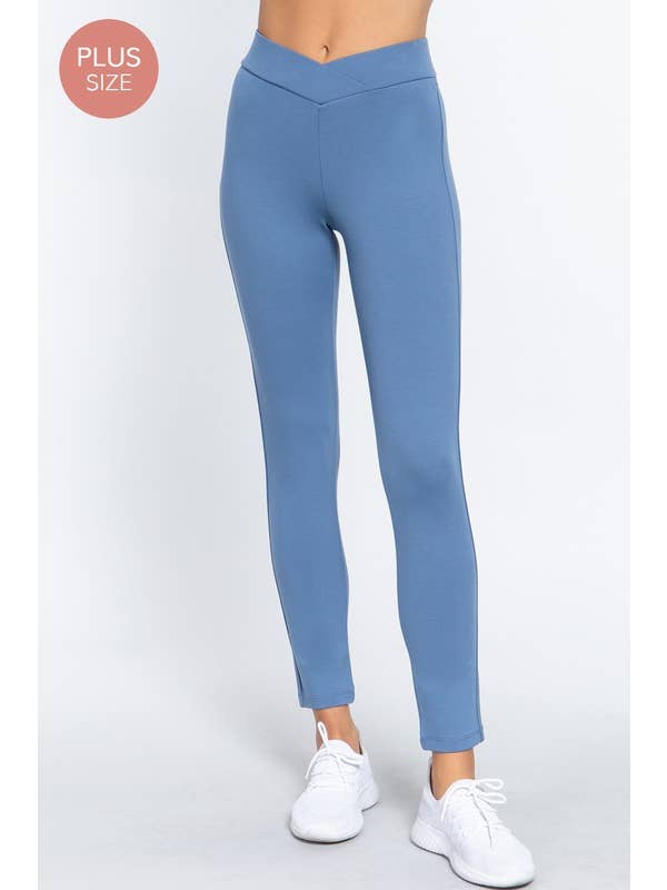 Vanilla Monkey - Wholesale Athletic Pants - Women's - Plus Size Seagull Shaped Waistband Mid Rise Pants4