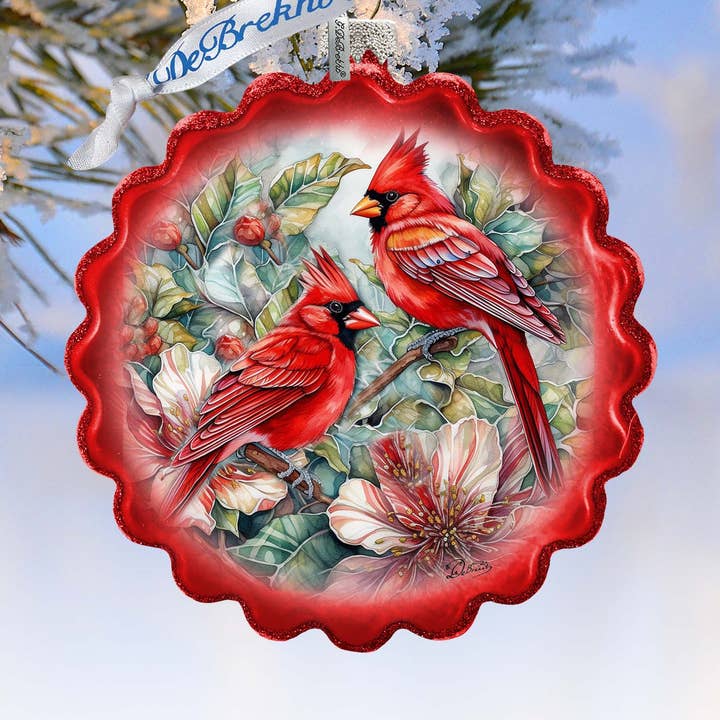 Kardinalenkrans glazen ornament G.Debrekht Wildlife Holiday voor wholesale door Designocracy