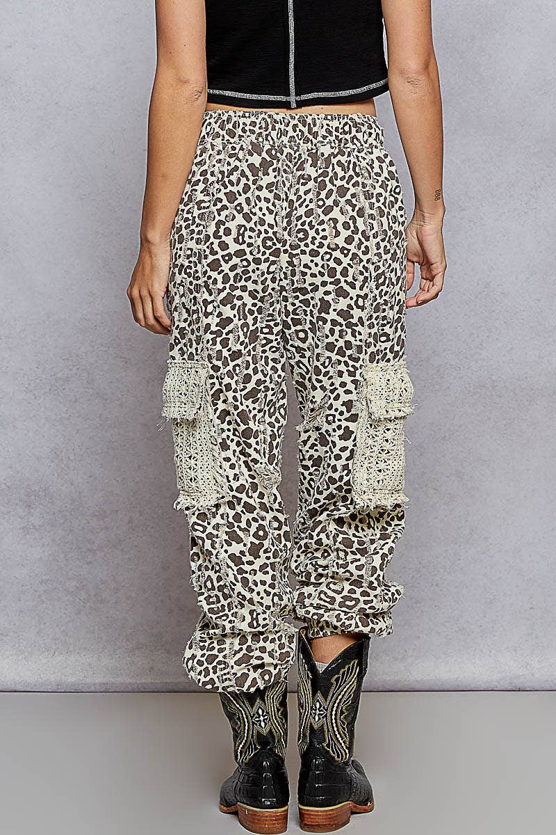 Pol Clothing - Wholesale Jeans - Women's - Tie waistband contrast crochet cargo pockets denim joggers20