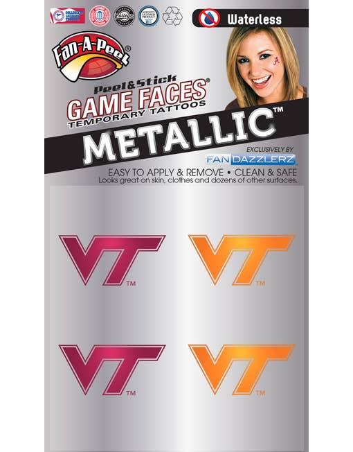 Fanapeel / Gamefaces - Wholesale Temporary Tattoo - Virginia Tech Game Faces® Temporary Tattoos0