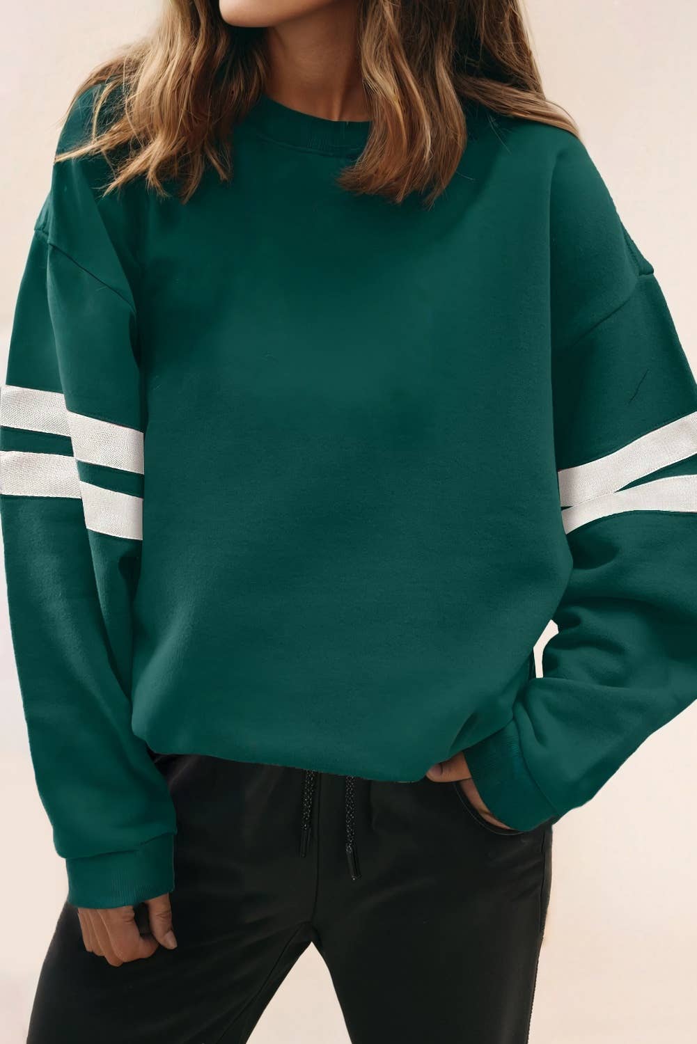 LA Society - Wholesale Sweatshirt - Women's - Striped Detail Drop Shoulder Oversized Boyfriend sweatshirt3