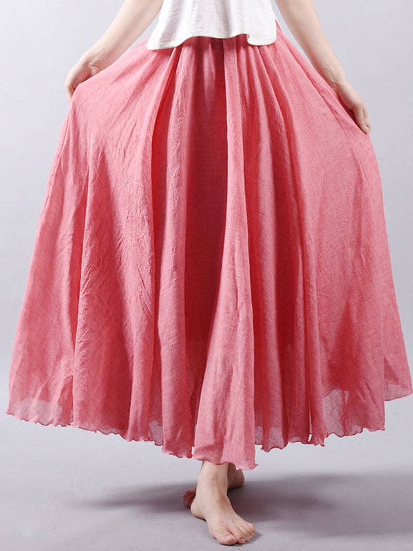 StyleGalX - Vente Jupe – femme - Jupes décontractées trapèze de couleur unie à taille élastique18