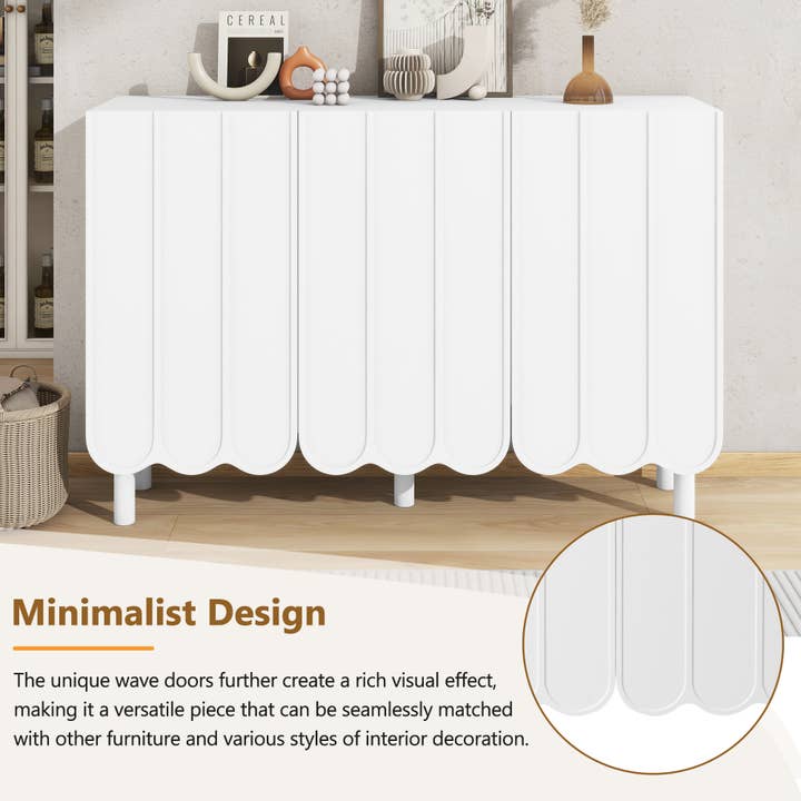 39F Inc. - Wholesale Cabinet - Minimalist Shoe Cabinet/Sideboard (Black/White, Wave Doors)25