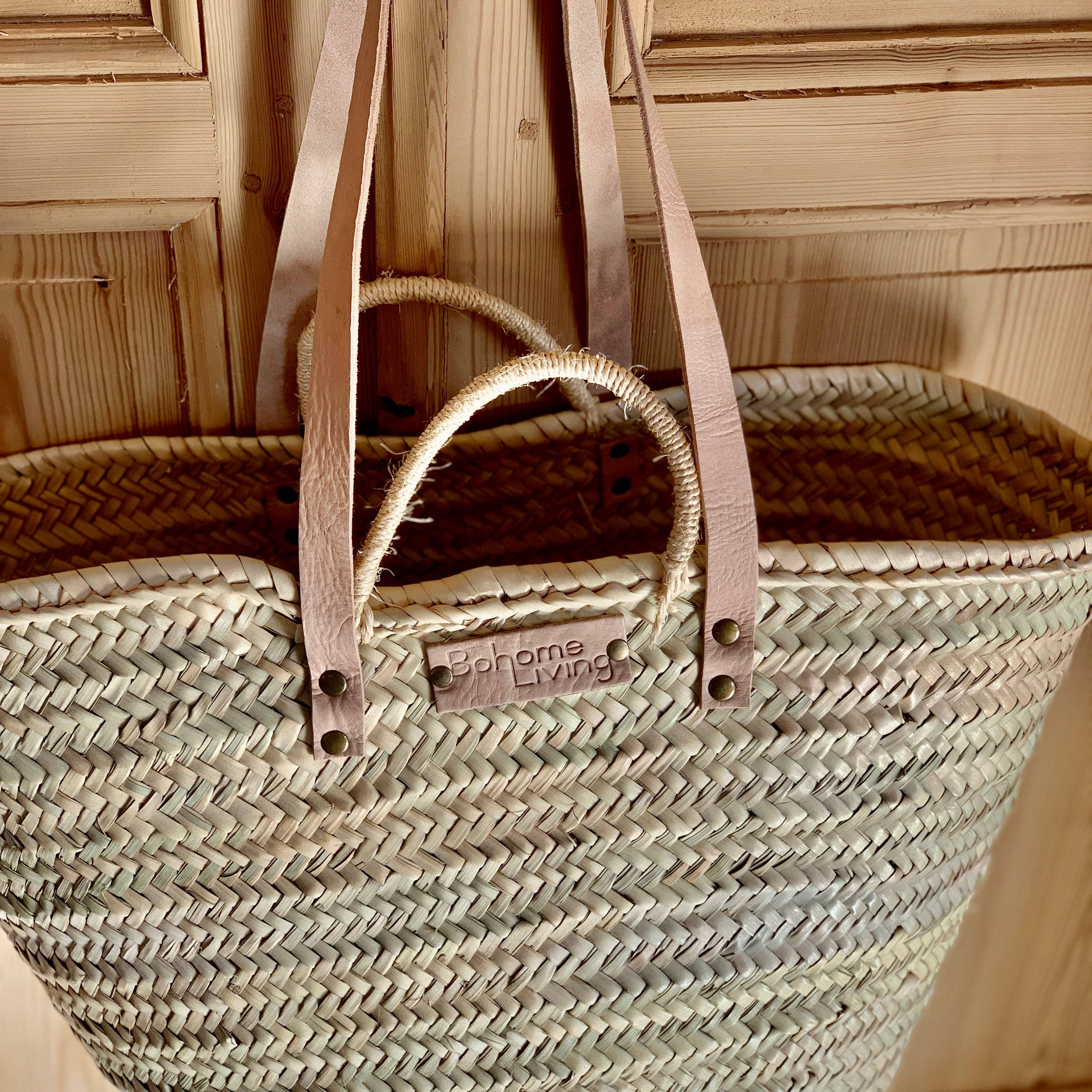 Bohome Living - Wholesale Beach Bag - Straw tote basket with leather handles3
