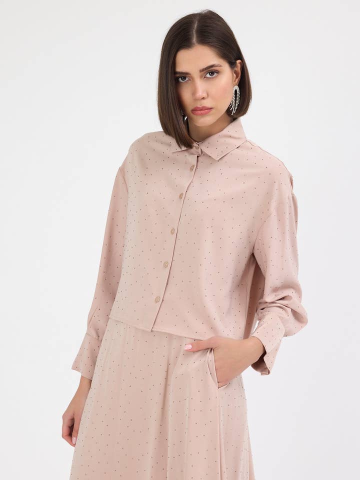 Crystal Embellished Skirt & Shirt Set for wholesale by Store WF