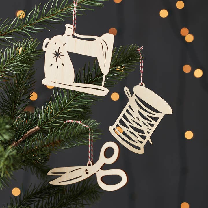 Sewing Ornaments for wholesale by Light + Paper