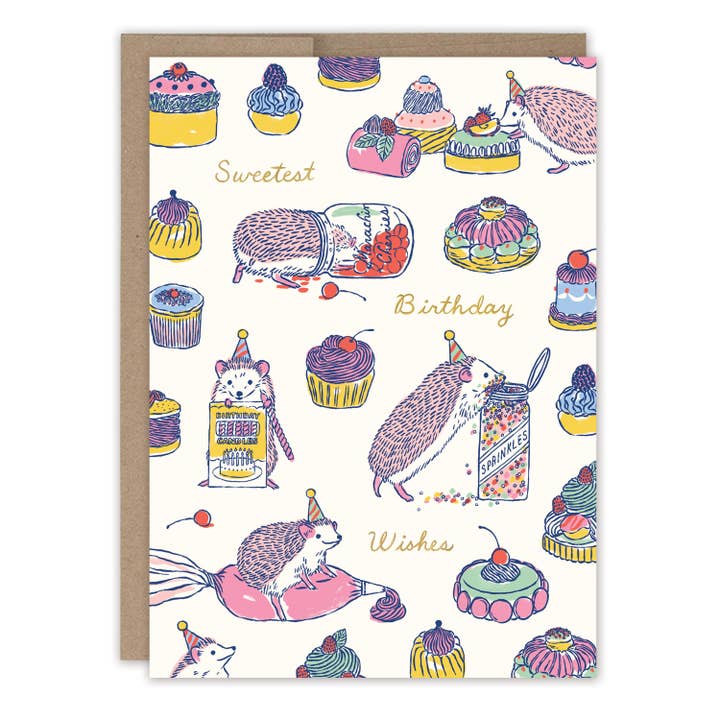 Sweet Treats Hedgehog Birthday Card for wholesale by Biely & Shoaf