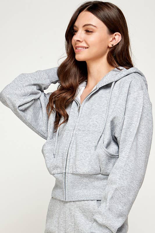 Vanilla Monkey – wholesale Hoodie – Women's – Fleece Oversized Crop Zip up Hoodie1